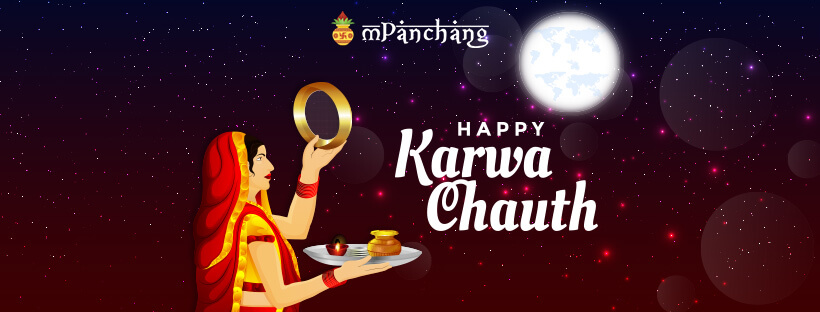 Free Vector  Happy karwa chauth decorative background with moon and diya